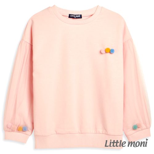 麗嬰房 Little moni - 圓領毛球造型上衣-粉紅