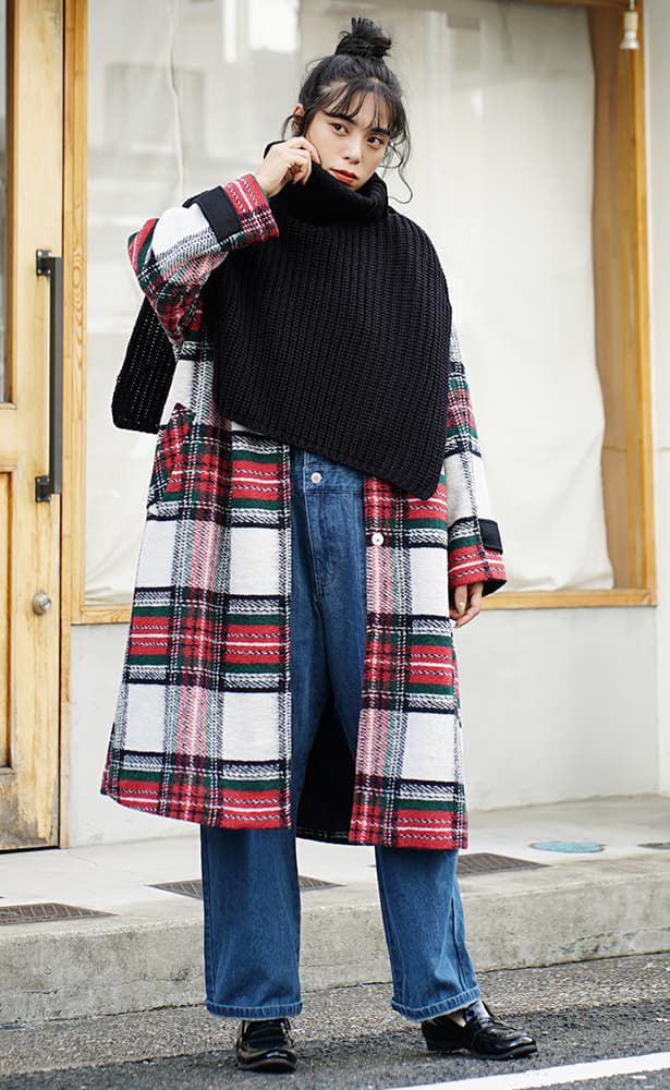 日本 zootie - 層次感穿搭高領斗篷-灰