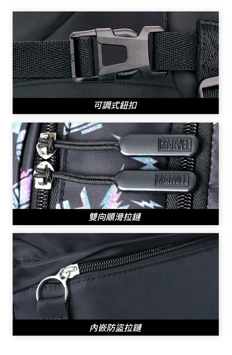 卡通防水耐磨大容量後背包/書包-卡通人物雷神-雷神之鎚-黑色 (建議110-135cm)-30x19x46cm