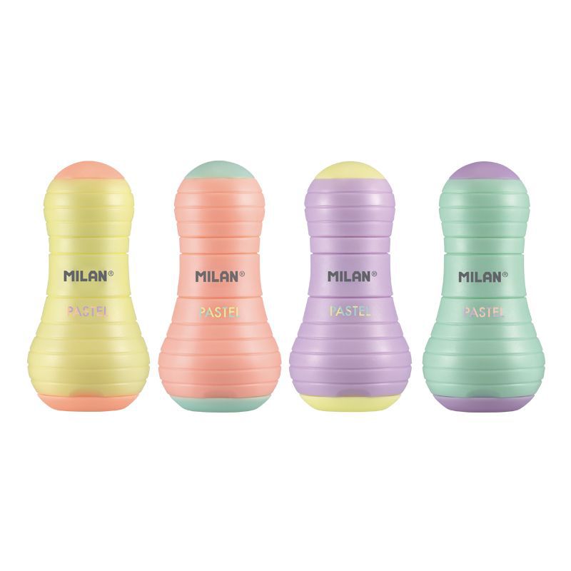 MILAN - 粉嫩馬卡龍橡皮擦+削筆器_檸檬黃