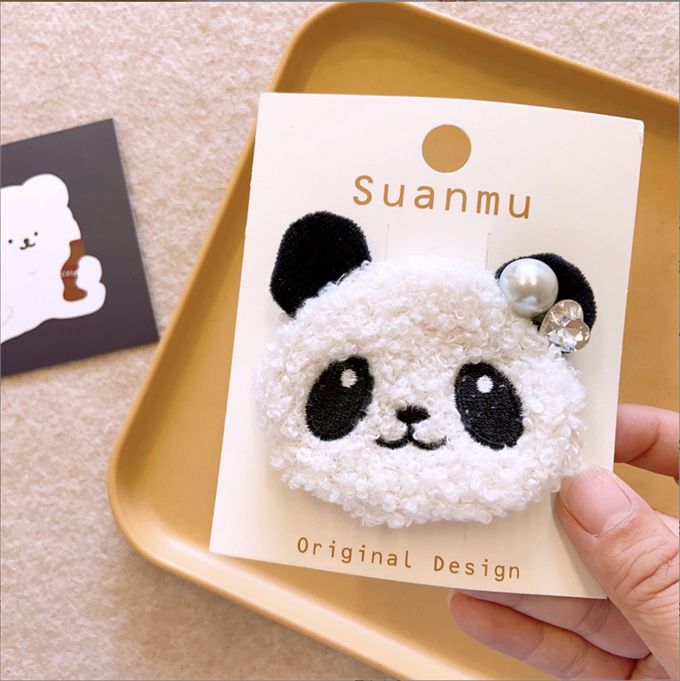 Love, Charlotte - 質感Panda泰迪絨髮夾髮圈-3件組-袋裝