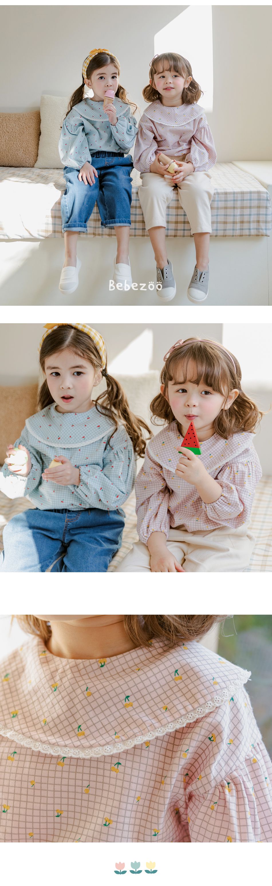 韓國 Bebezoo - 格子大熊襯衫