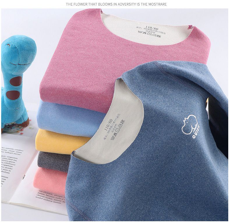 德絨無痕長袖家居服-胸口獨角獸-玫紅色