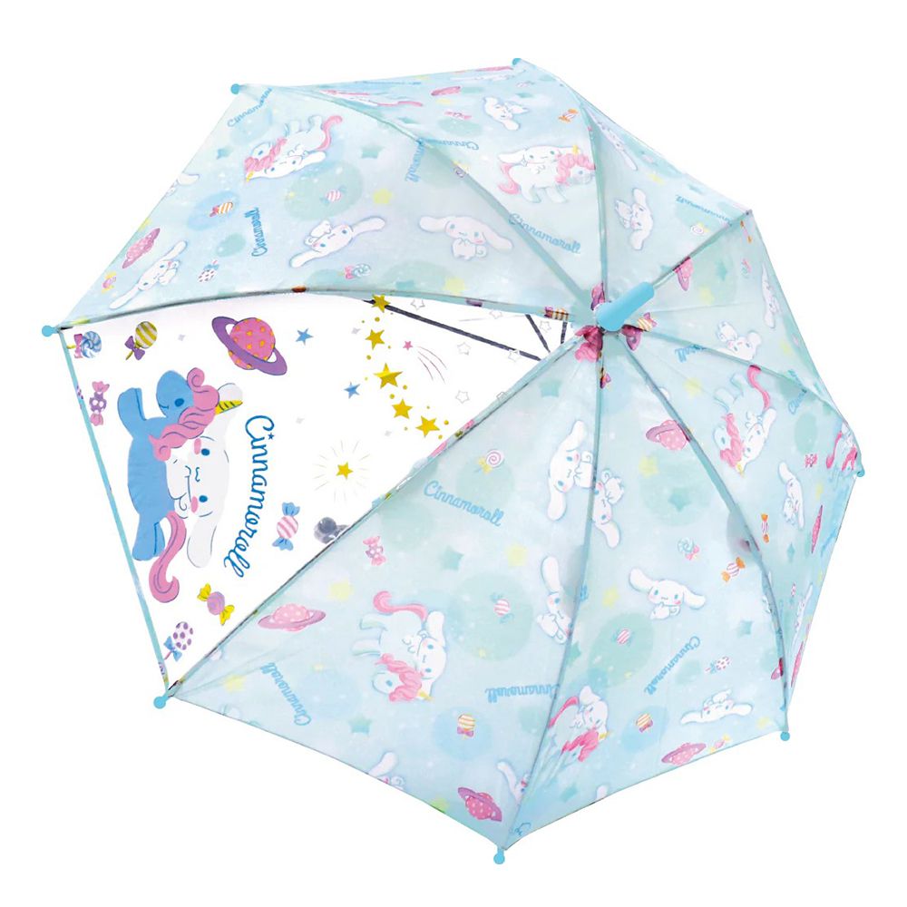 小孩最愛印花透明直傘-大耳狗騎木馬-水藍 (50cm)