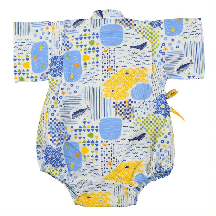 akachan honpo - 甚平包屁衣-海-米白色