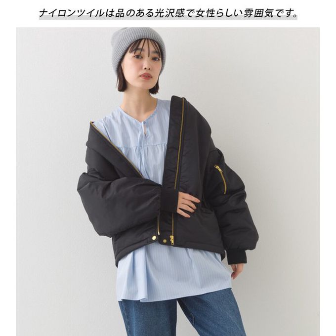 日本 OMNES - 輕盈經典光澤感MA-1飛行外套-淺卡其