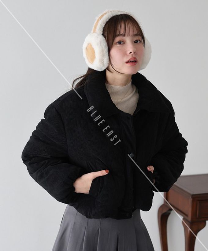 日本 BLUE EAST - 俐落燈芯絨科技羽絨短版外套-粉紅 (M)