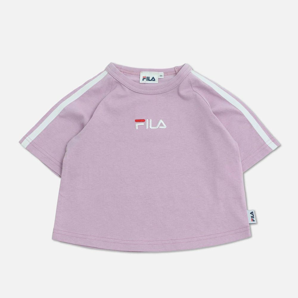 FILA聯名 休閒短袖上衣-刺繡小logo-粉紫