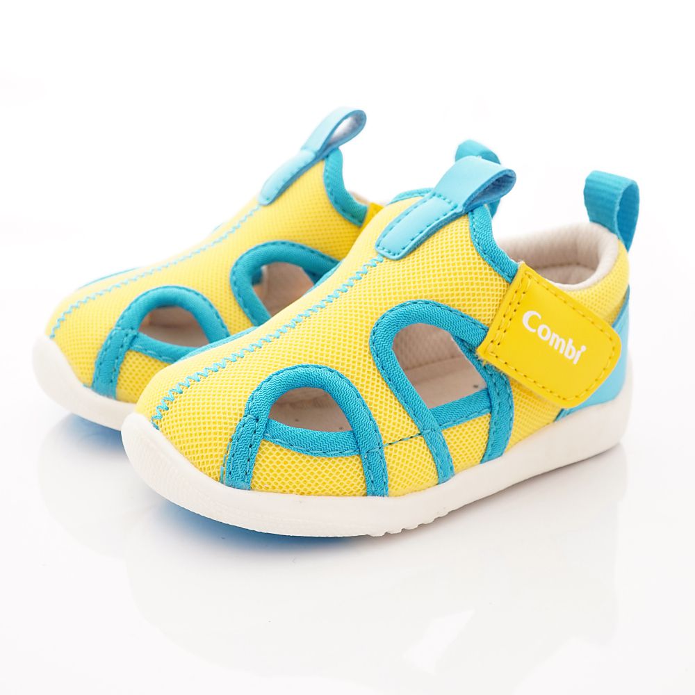 日本 Combi - 機能童鞋/學步鞋-護趾透氣學步涼鞋(寶寶段)-黃