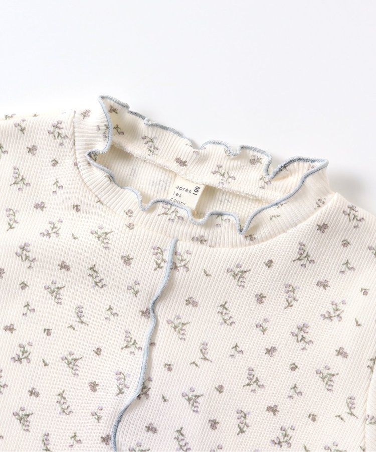 日本 apres les cours - 浪漫滾邊設計羅紋短袖上衣-卡其