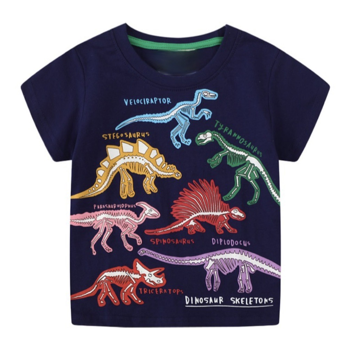 love, charlotte - 夜光恐龍百科全棉短袖上衣