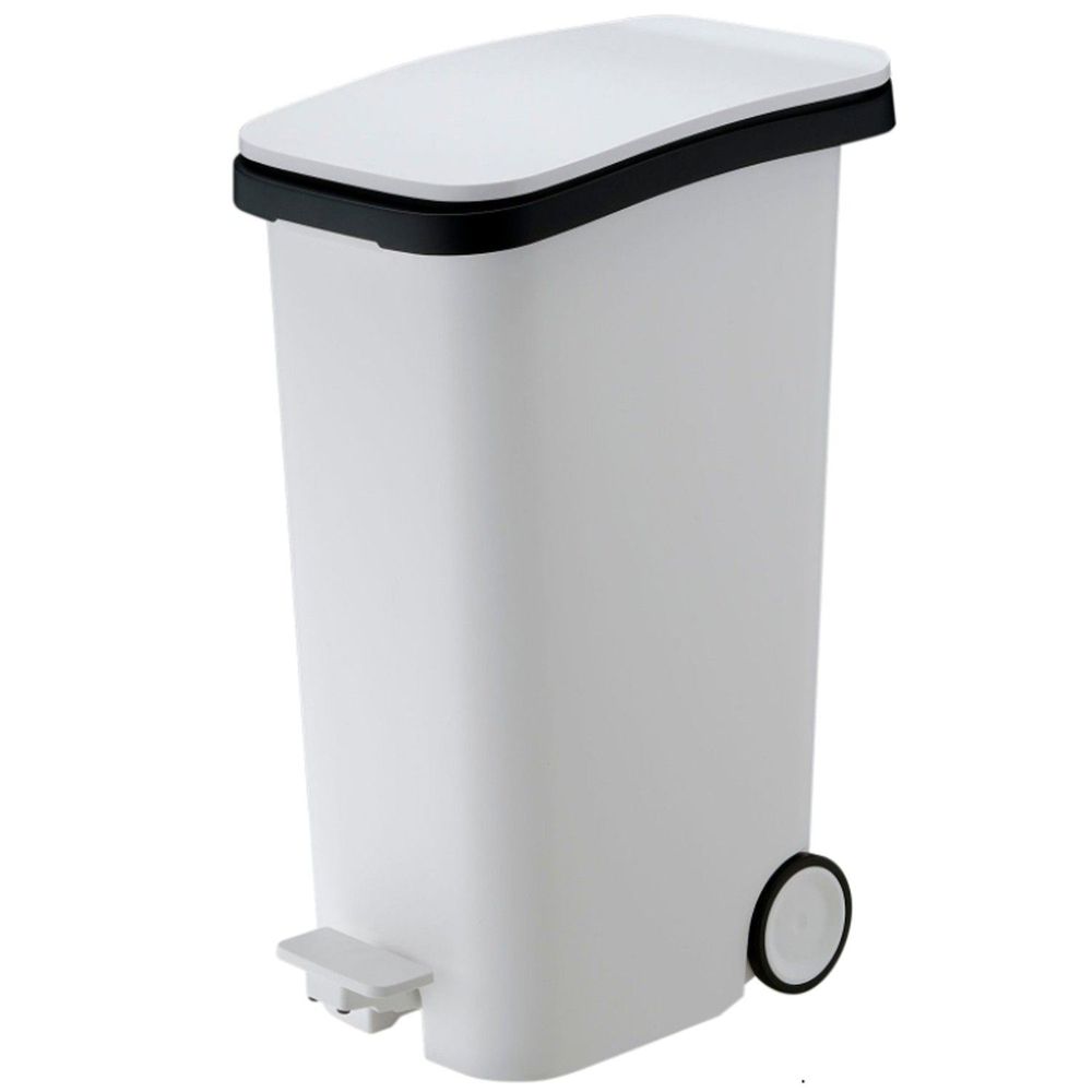 日本 RISU - Smooth踩踏式緩衝靜音垃圾桶-白色-31L