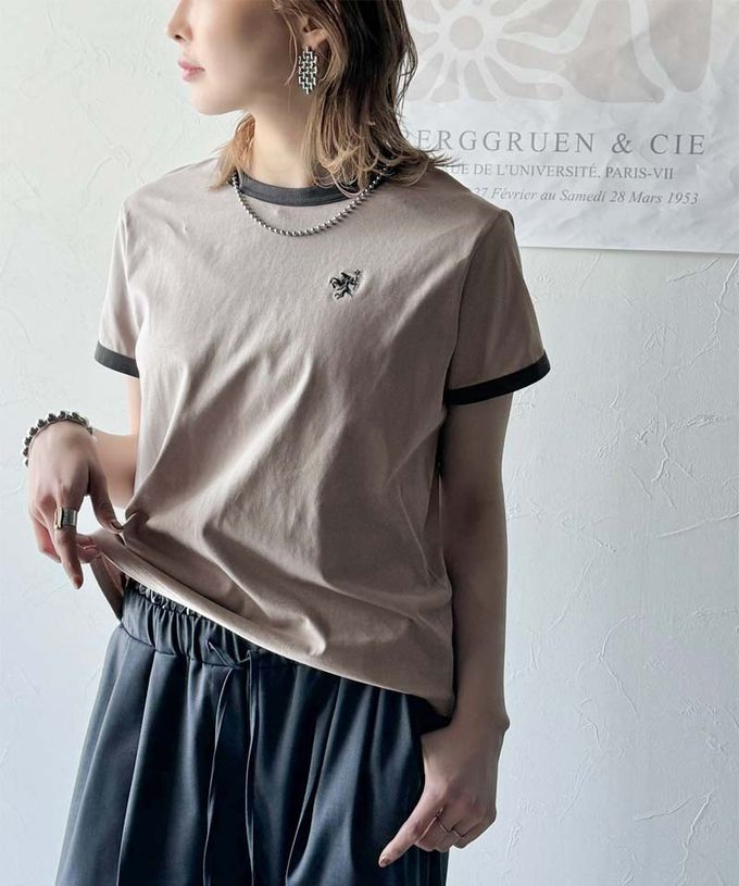 日本 Classical Elf - logo刺繡滾邊光澤感短袖T恤-海軍藍