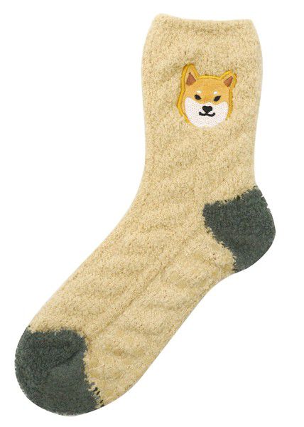 日本 friendshill - 可愛刺繡柔軟針織保暖長襪-可愛文鳥-水藍 (22-25cm)