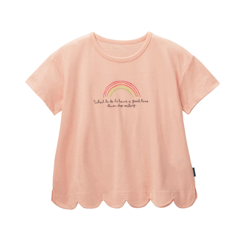 日本千趣會 - GITA 花朵衣襬印花短T-彩虹-黃