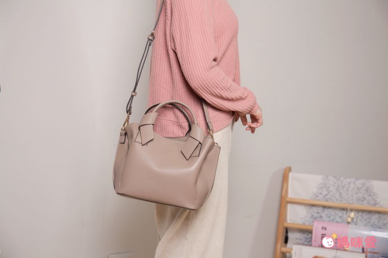 日本 COOCO - 仿皮緞帶造型托特包-海軍藍 (W22*H20*D12cm)