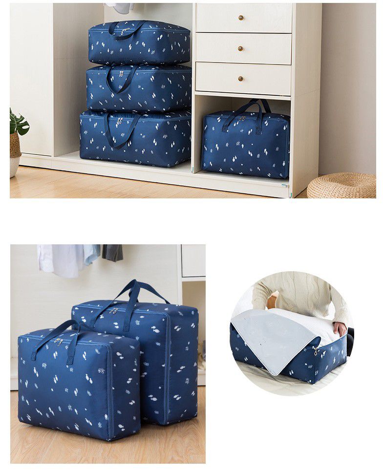 防水棉被衣物收納袋-小兔-藍色