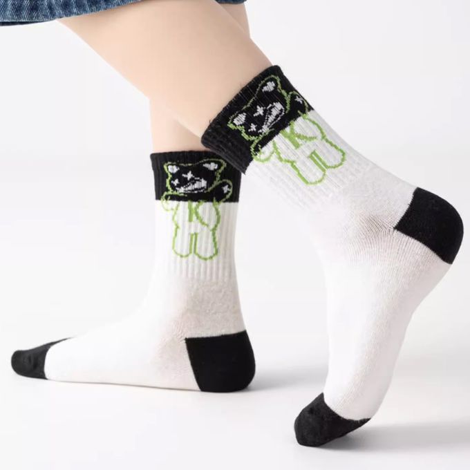 腳ㄚ子 - 幼/兒童棉質中筒襪 童襪 襪子 棉襪 兒童襪-快樂熊