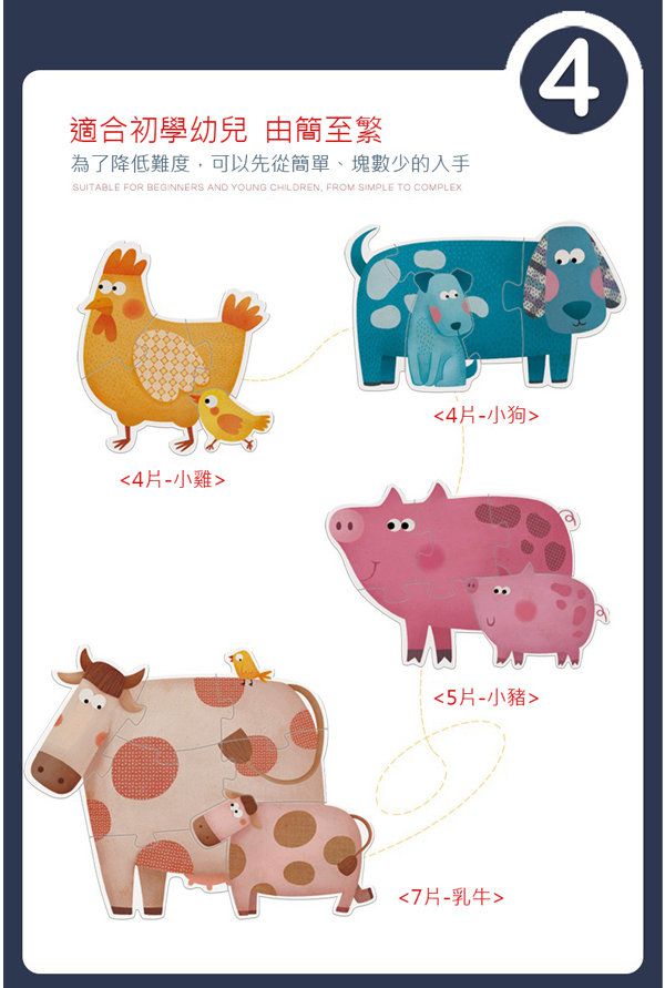 MiDeer - 六合一拼圖-親子動物