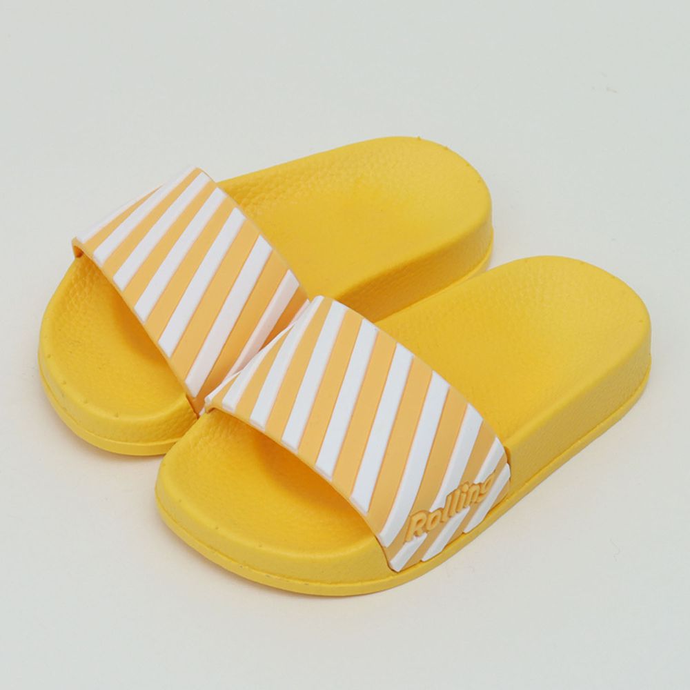韓國 Bimbo Bimba - 加厚底拖鞋-馬卡龍斜紋-黃