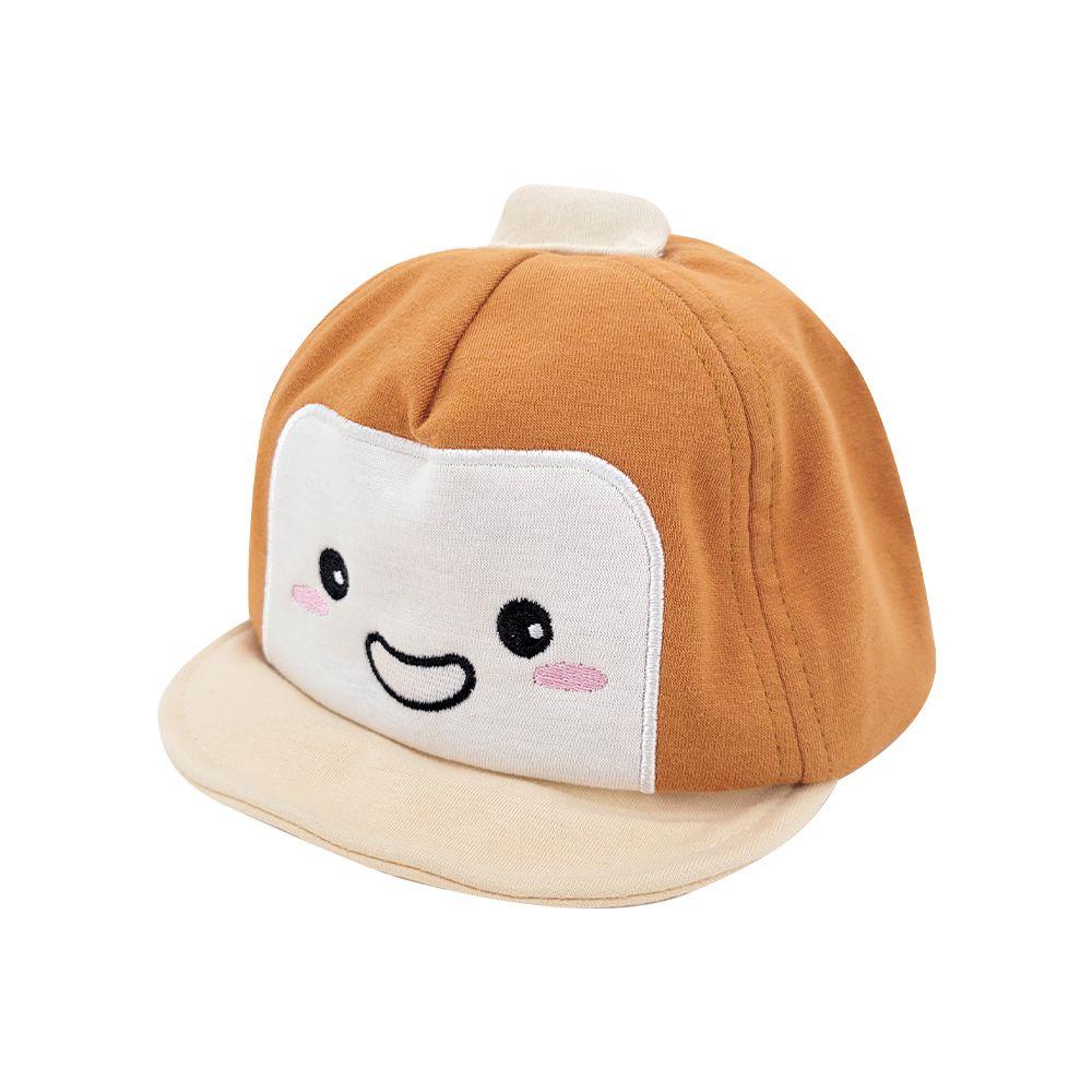 JoyNa - 寶寶遮陽帽 嬰兒棒球帽 鴨舌帽 微笑機器人童帽-棕色