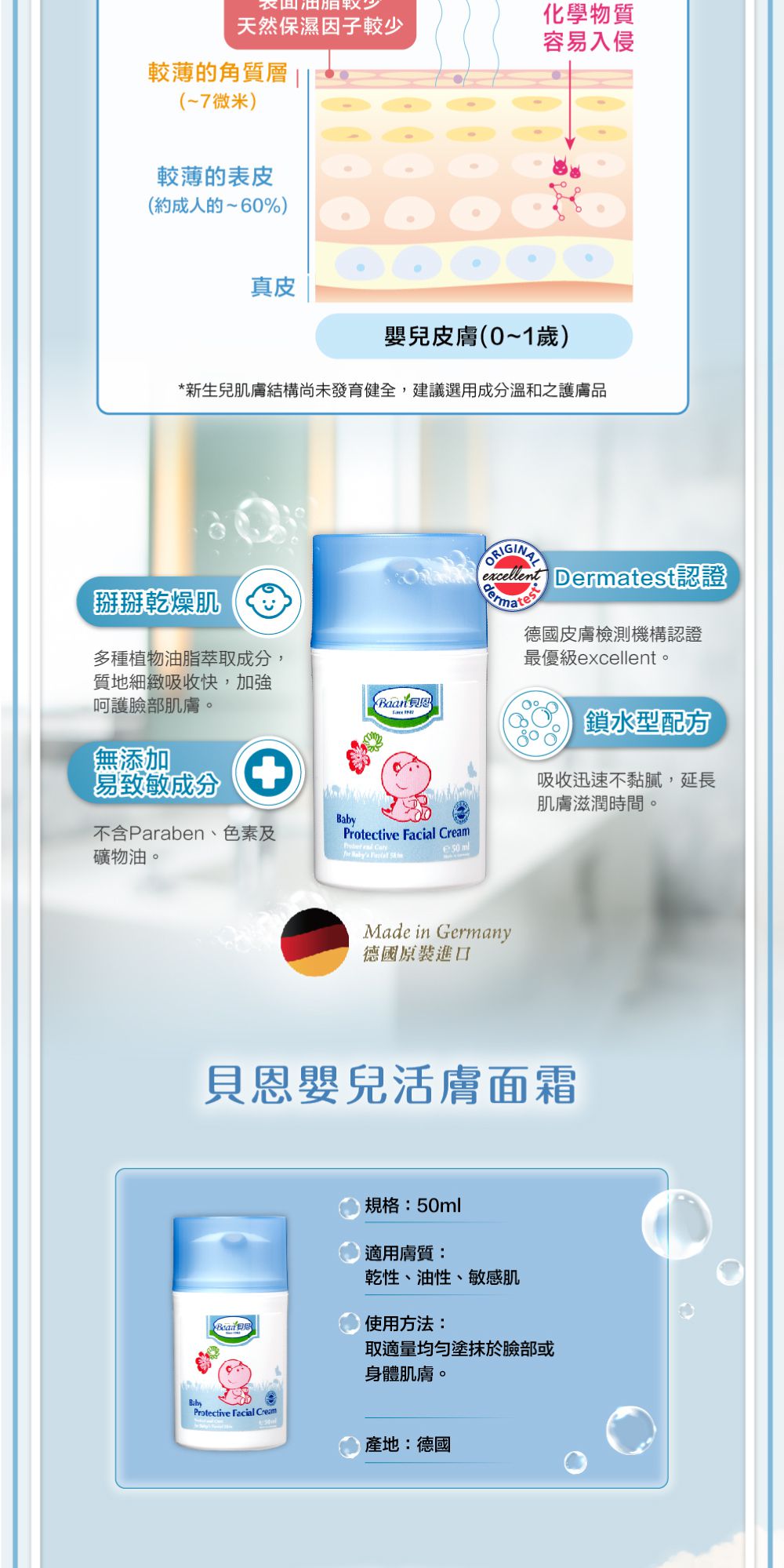 貝恩 Baan - 嬰兒活膚面霜-50ml