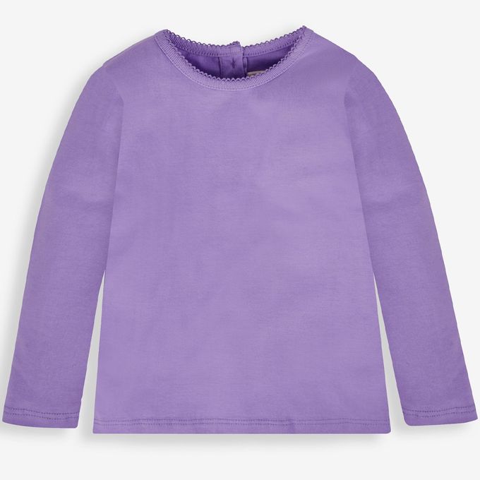 英國 JoJo Maman BeBe - 幼/兒童100%純棉長袖上衣 3 件組(可當內搭)-紫羅蘭