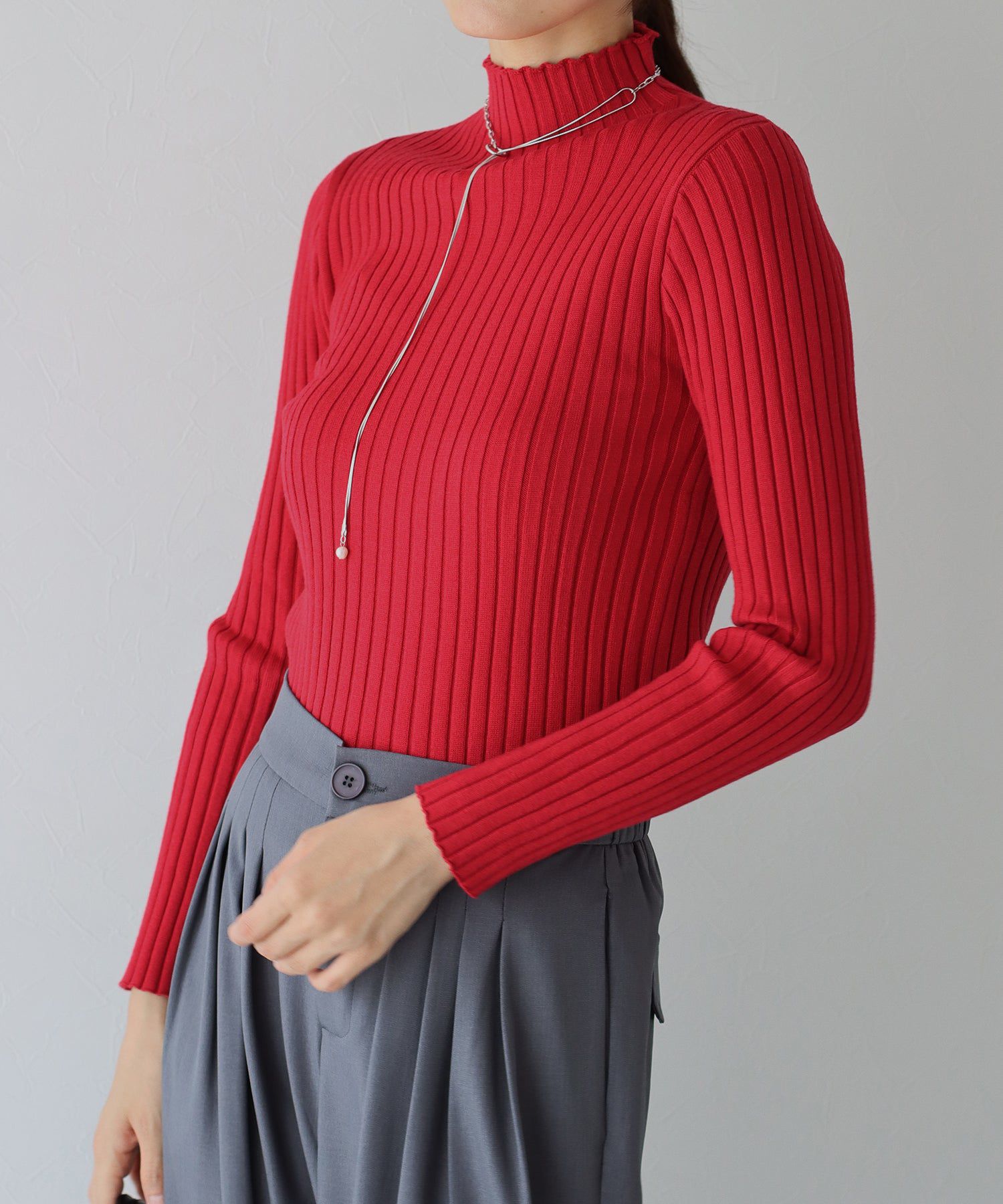 日本 BLUE EAST - 彈性百搭羅紋長袖上衣-黑