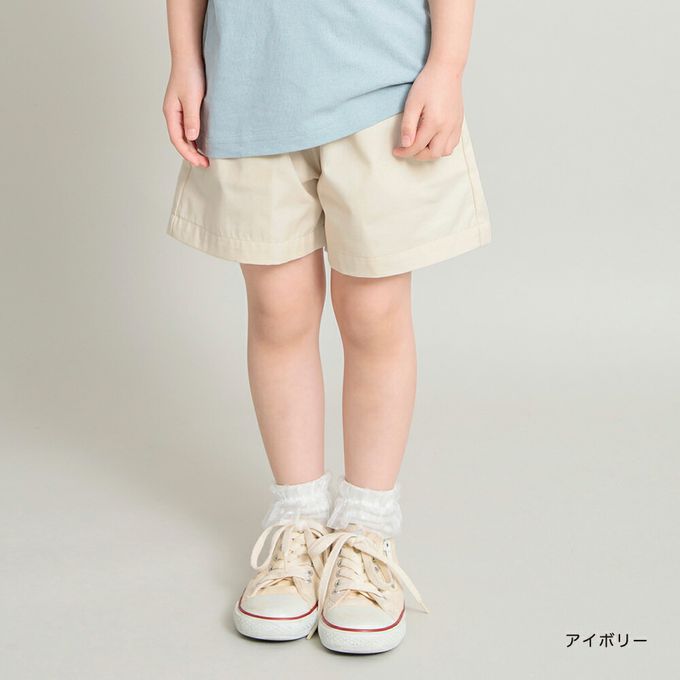 日本 BRANSHES - 腰間蝴蝶結女孩短褲-淺灰藍