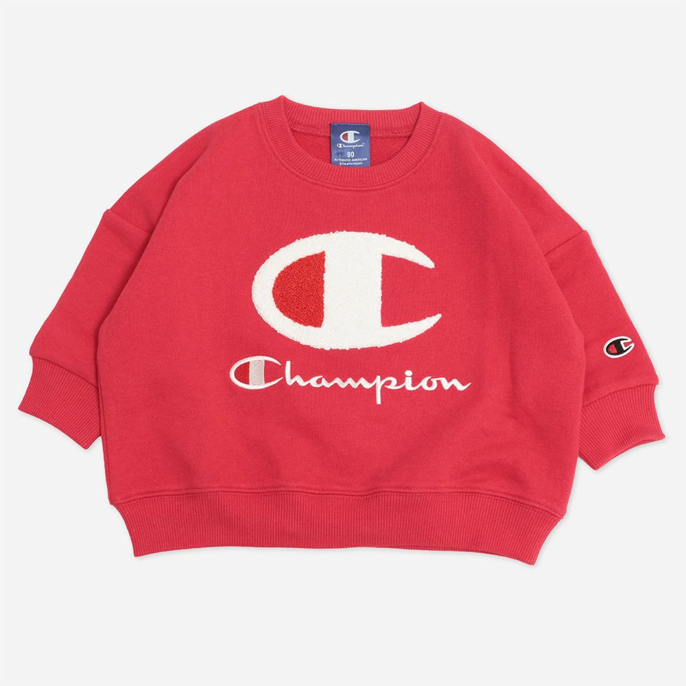 Champion顯眼刺繡裏毛長袖上衣-紅