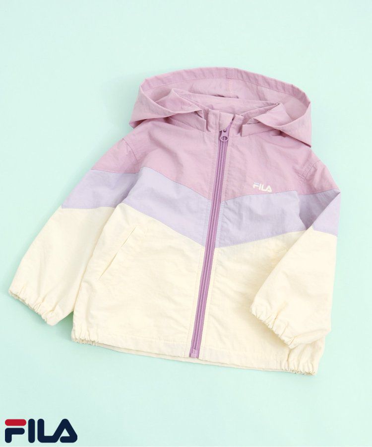 日本 apres les cours - FILA聯名 連帽可拆撞色風衣外套-摩卡x淺藍