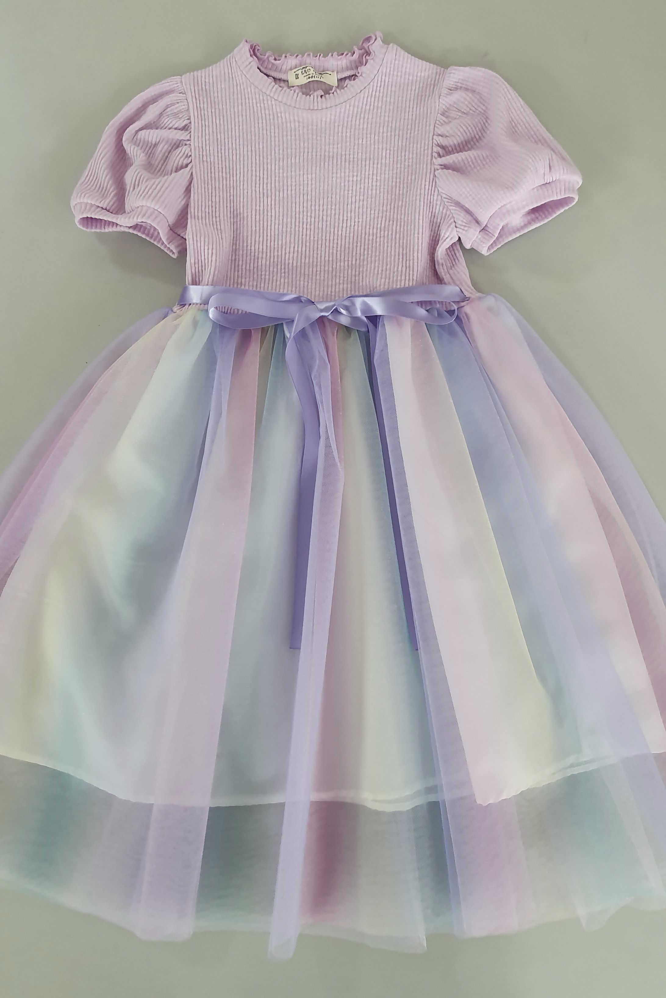 韓國 ERU - 夢幻彩虹漸層網紗洋裝-紫