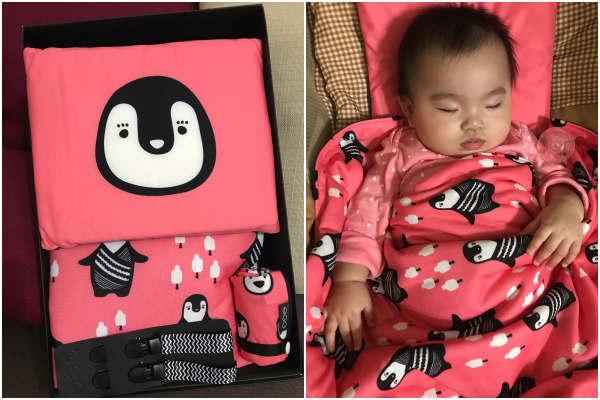 OGG 喔咯 - 外出隨身被組合-企鵝可莉-粉紅 (90*70cm / 26*20cm)-1組