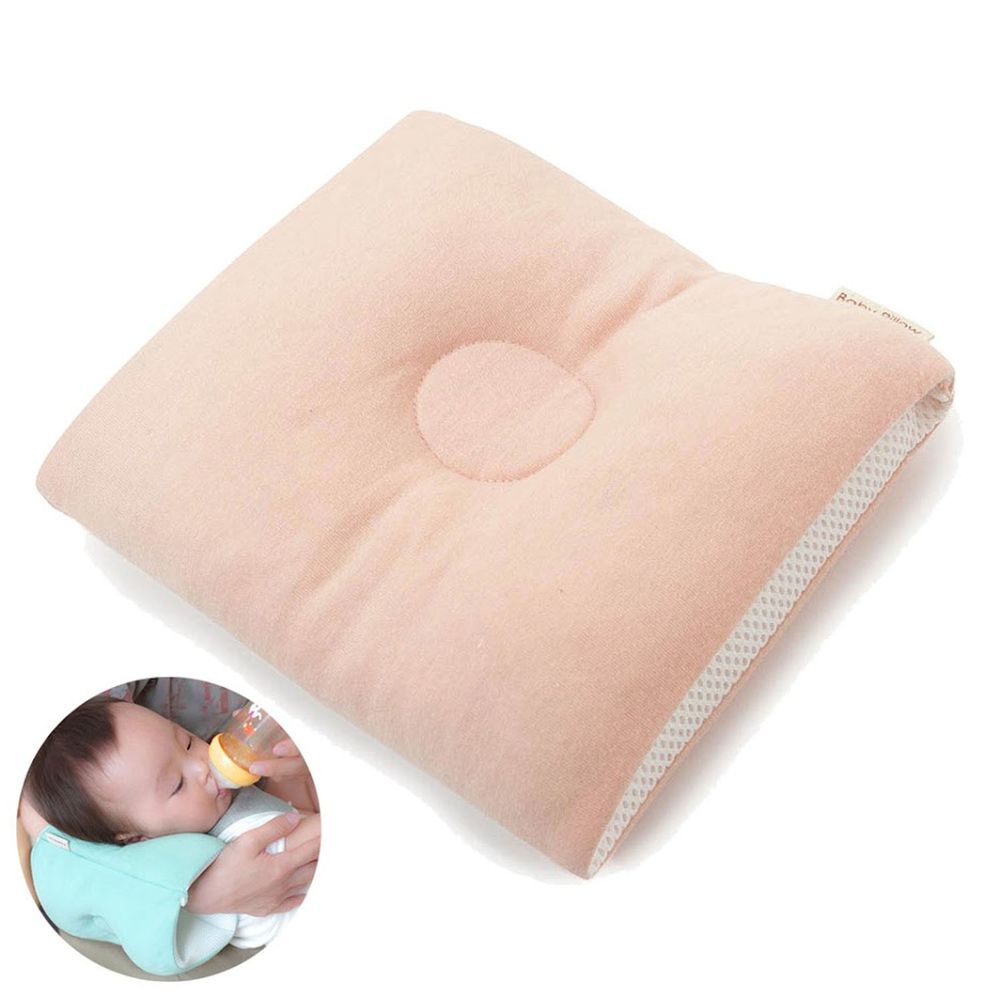 日本Makura - 【Baby Pillow】輕便型透氣授乳臂枕-蜜桃粉 (S (約長18 x寬18 x高6cm))