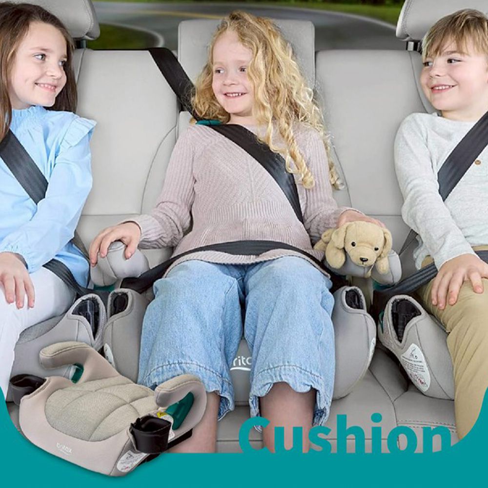 英國 輔助型汽車增高座墊 UpNGo Booster Seat - 卡其灰 (BX05102-9) 附杯架*2