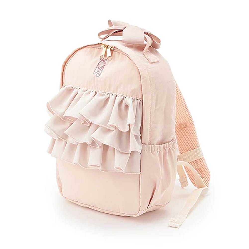 夢幻荷葉邊刺繡後背包／書包-粉紅-F (30x20x10cm)