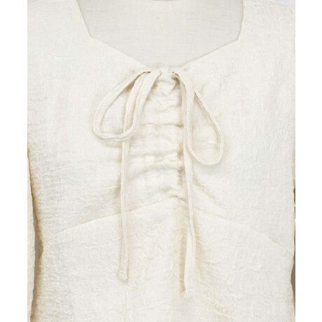 日本 BLUE EAST - 顯瘦氣質前綁帶長袖上衣-寶石藍