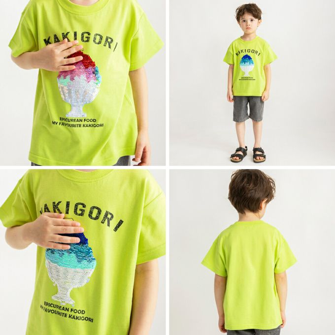 日本 BRANSHES - 接觸涼感 夏季印花短袖上衣-霓虹冰淇淋-深藍