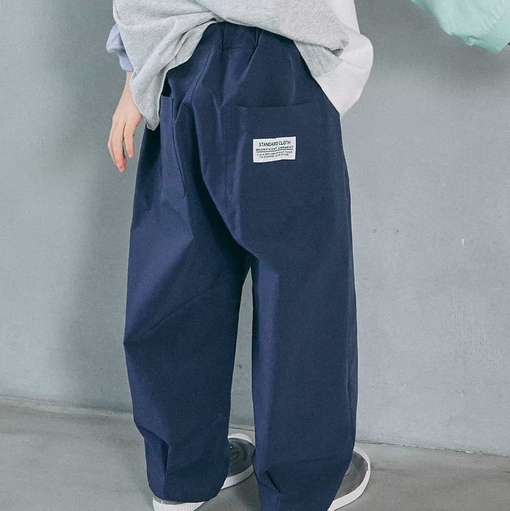帥氣摺線俐落錐形長褲-海軍藍