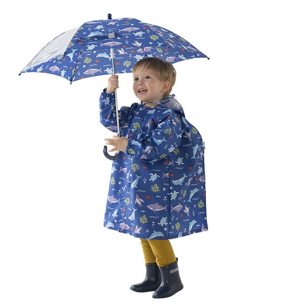 akachan honpo - 雨衣-海洋生物-藍色