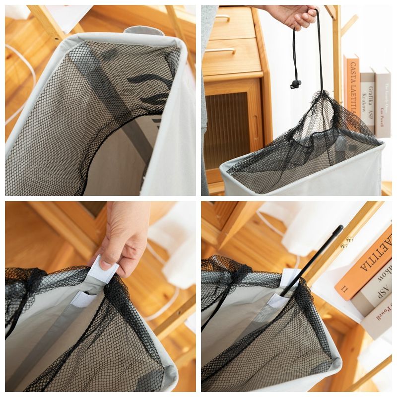 Vanibaby - 北歐風牛津布髒衣籃洗衣籃-附滾輪-黑色