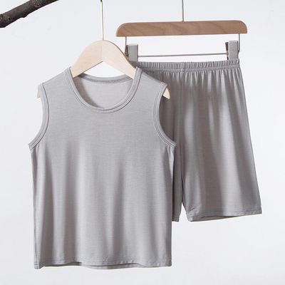 莫代爾薄款圓領無袖家居服套裝/空調服-灰色