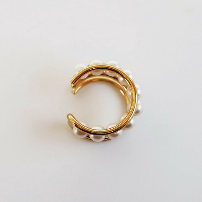 日本 Melody Accessory - 日本製 小巧珍珠線條耳骨夾-金