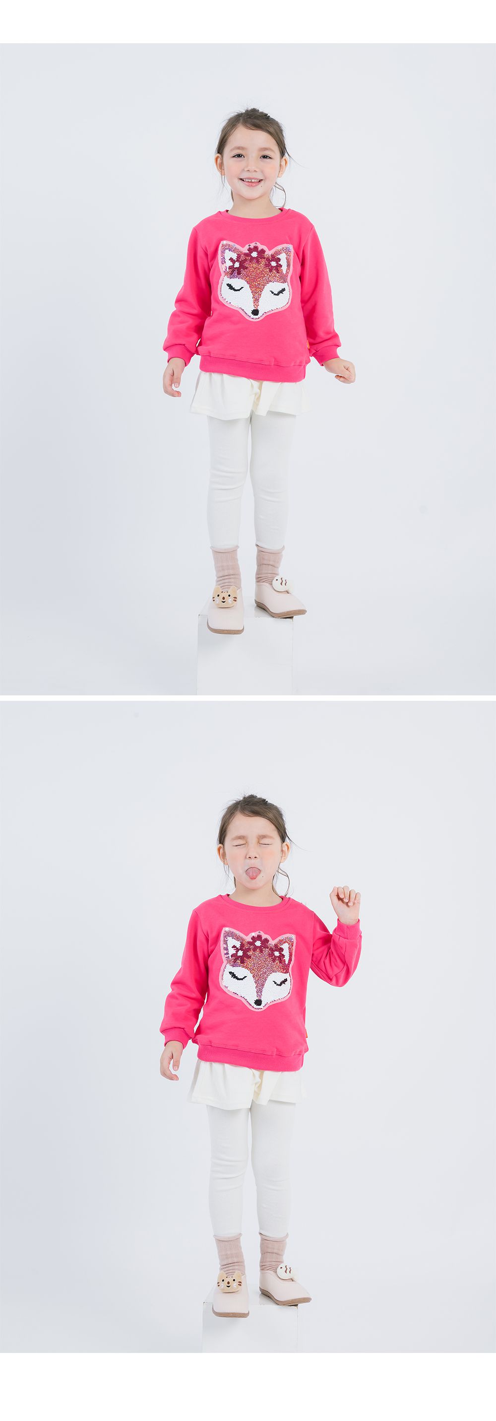 韓國 OZKIZ - 閃亮變色長袖大學T-狐狸