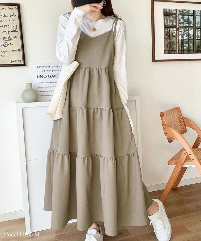 日本 Classical Elf - 前後2way綁帶分層傘狀洋裝-黑