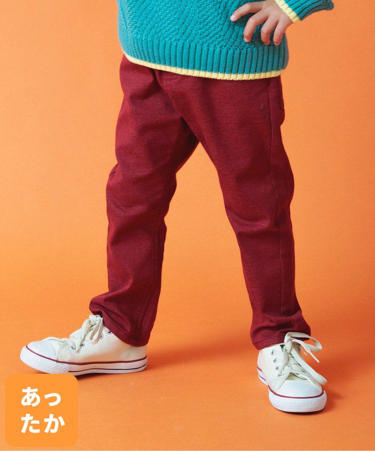 日本 BREEZE - 內刷毛輕量彈力直筒長褲-酒紅