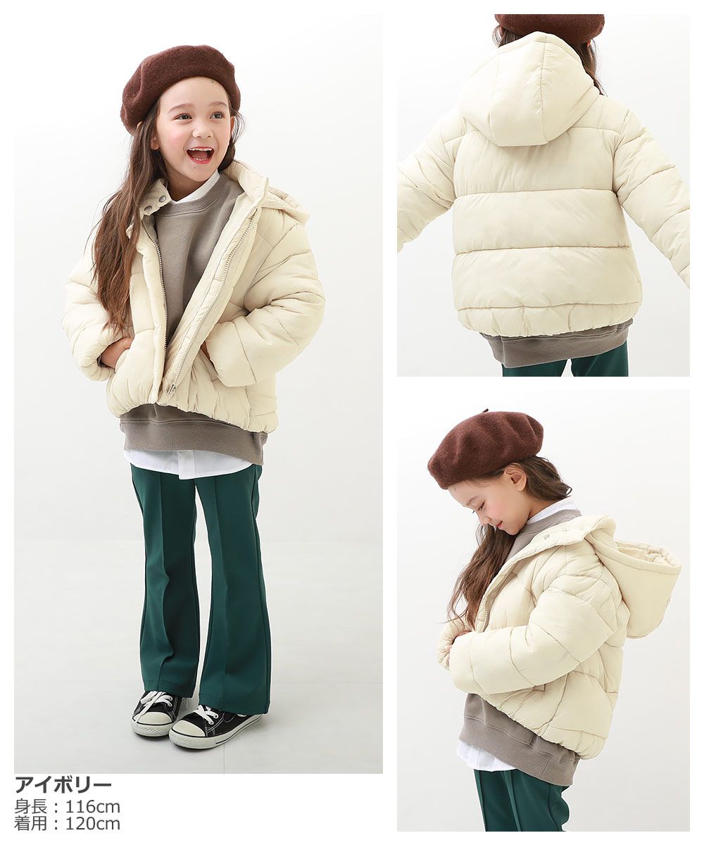 日本 devirock - 輕量保暖連帽鋪綿外套-奶油杏