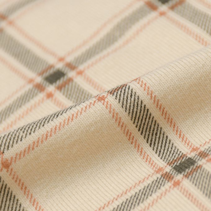 akachan honpo - 10分長經典褲-毛圈內裡 一般合身款 格紋-淺卡其色