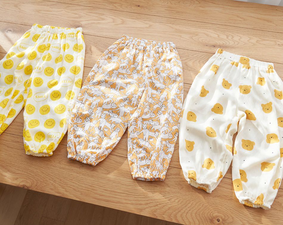 韓國 Bebezoo - 透氣純棉縮褲管防蚊褲-熊熊白