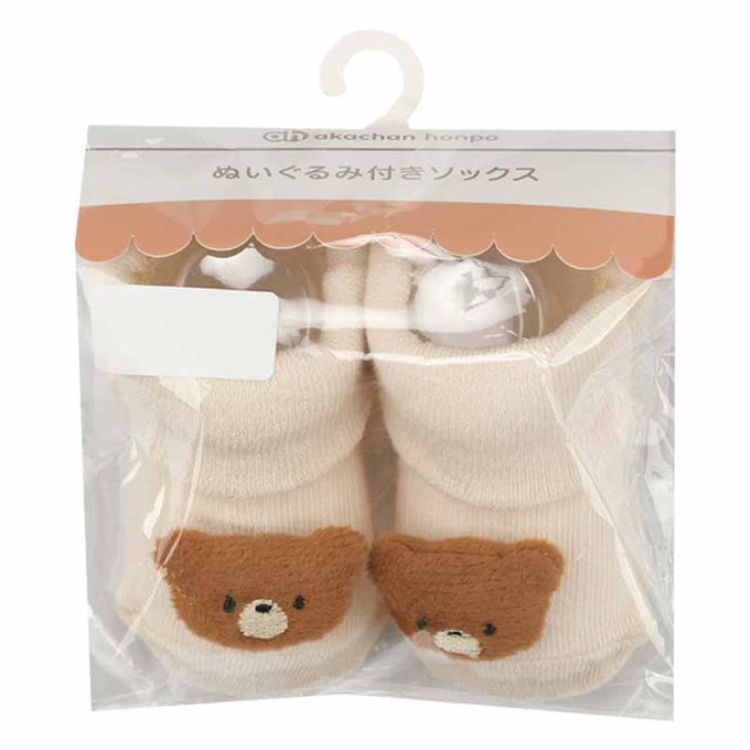 akachan honpo - 附造型裝飾襪-小熊-象牙白色 (7～9cm)
